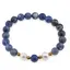 Bratara pe elastic Perle de cultura, bumbi aurii si Sodalit A+ sfere 8mm
