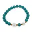 Bratara pe elastic Perle de cultura, bumbi aurii si Turcoaz tratat sfere 8mm