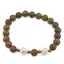 Bratara pe elastic Perle de cultura, bumbi aurii si Unakit sfere 8mm