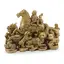 Statueta Feng Shui din rasina Cal auriu cu zodiacul chinezesc pe Monede si pepite, 14cm