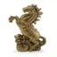Statueta Feng Shui din rasina Cal auriu pe Sacul prosperitatii cu monede si pepite, 8cm