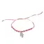 Bratara reglabila, snur alb si rosu cu charm hamsa