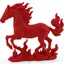 Statueta feng shui Calul de foc invaluit de flacarile victoriei, 10cm