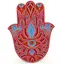 Decoratiune layered palma Hamsa, rosu cu albastru - 22cm
