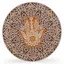Decoratiune rotunda layered mandala cu palma Hamsa , alb cu galben - 24cm