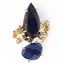 Inel reglabil statement dublu cu Lapis Lazuli si zirconii, auriu