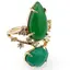 Inel reglabil statement dublu cu Onix verde si zirconii, auriu