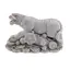 Statueta feng shui Tigru cu monede si Ru Yi, alb - 7cm