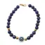 Bratara Lapis lazuli sfere 6mm cu Ochi protector si bumbi inox auriu
