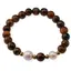 Bratara pe elastic Perle de cultura, bumbi aurii si Ochi de tigru sfere 8mm