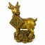 Statueta Feng Shui din rasina aurie, capra cu talismanul Bogatiei, 10 x 7 cm – produs pe fundal alb