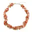 Colier handmade cu coral portocaliu, sticla si elemente metalice