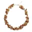 Colier handmade cu goldstone maro, sticla si elemente metalice