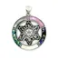 Pandantiv rotund sidef multicolor cu montura stea
