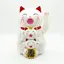 Pisica norocoasa Maneki Neko alba cu pui 17cm