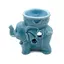 Vas aromaterapie din ceramica, elefant mic cu trompa ridicata - albastru