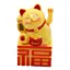 Pisica norocoasa Maneki Neko galbena cu ideograma 10cm
